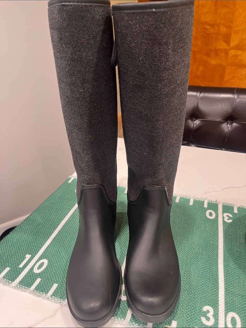 Coach Women's Black and Gray Tall Lace-up Rain Boots- rare find! - Picture 12 of 13